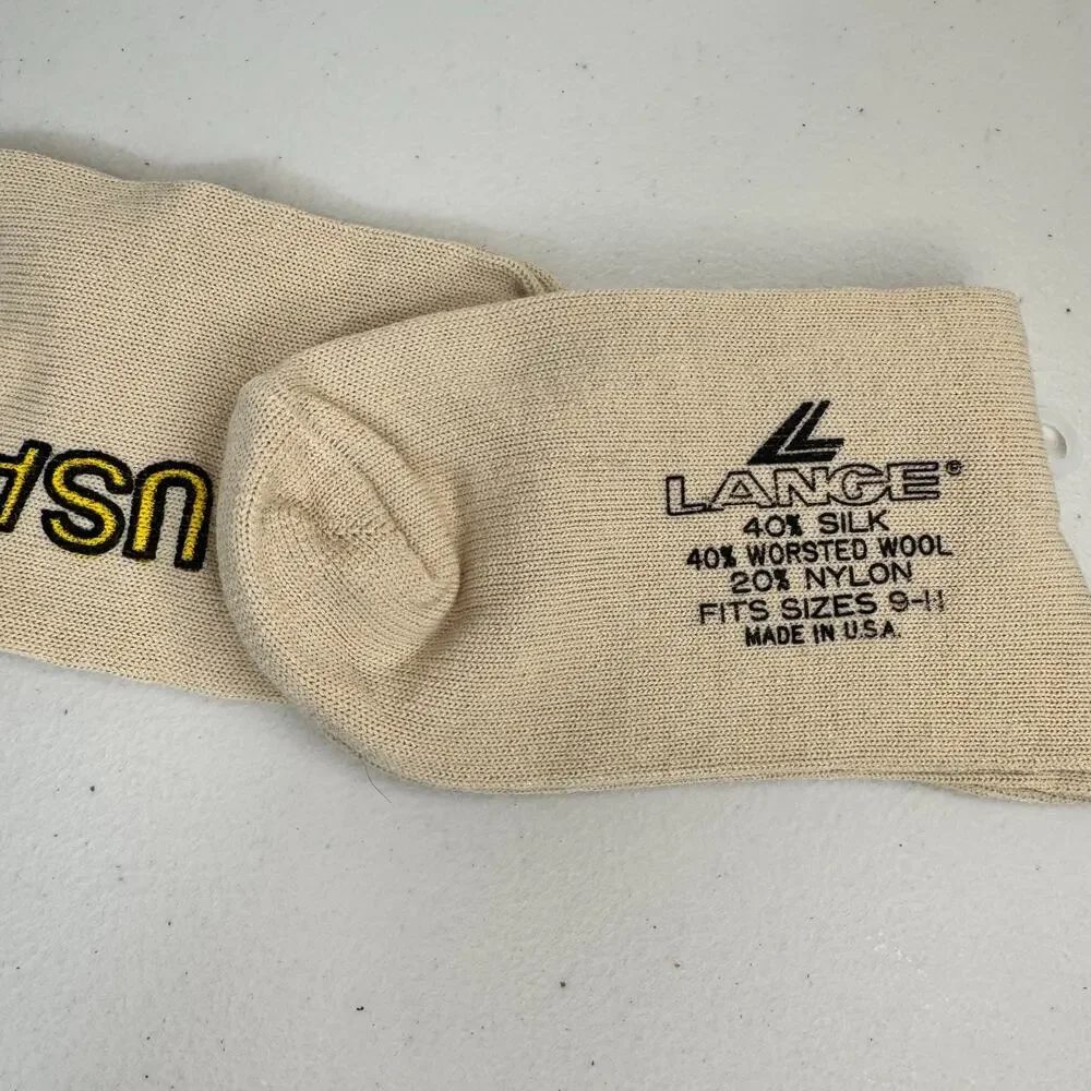 VTG Lange USA Super Silk Winter Ski Socks Silk/Wool Blend Fit Size 9-11 USA Made